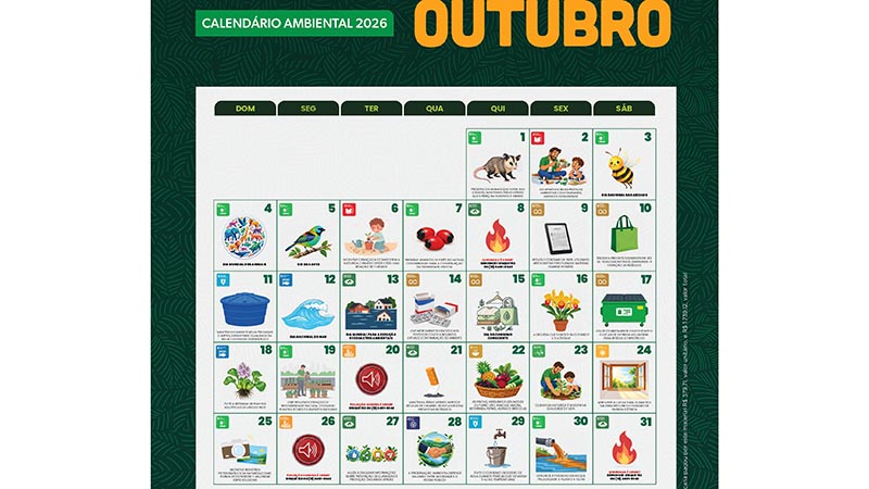 Secretaria de Meio Ambiente divulga Calendário Ambiental de outubro